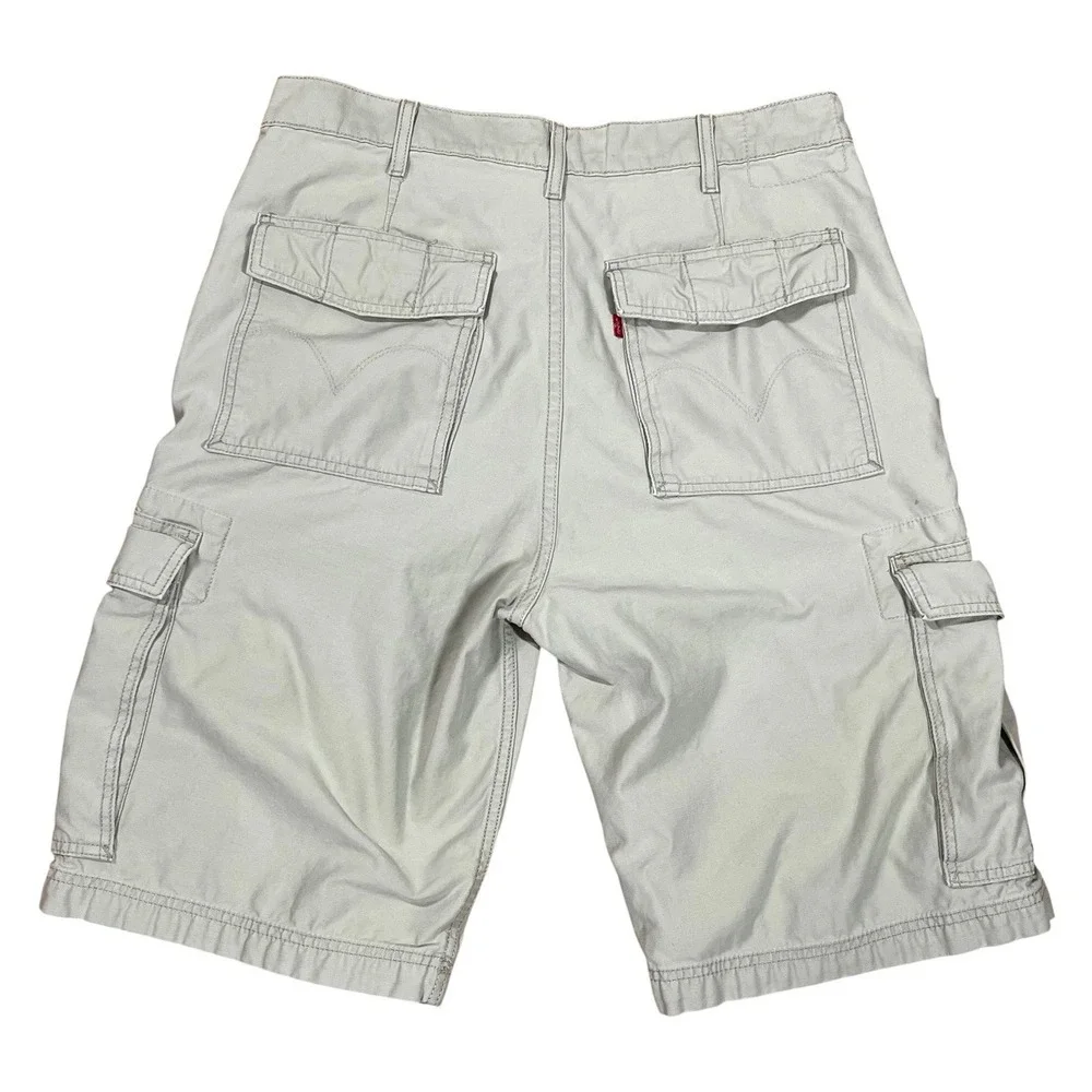 Vintage Levis Workwear Cargo Shorts Mens 33 (Fits 34x12) Khaki 100% Cotton Skate